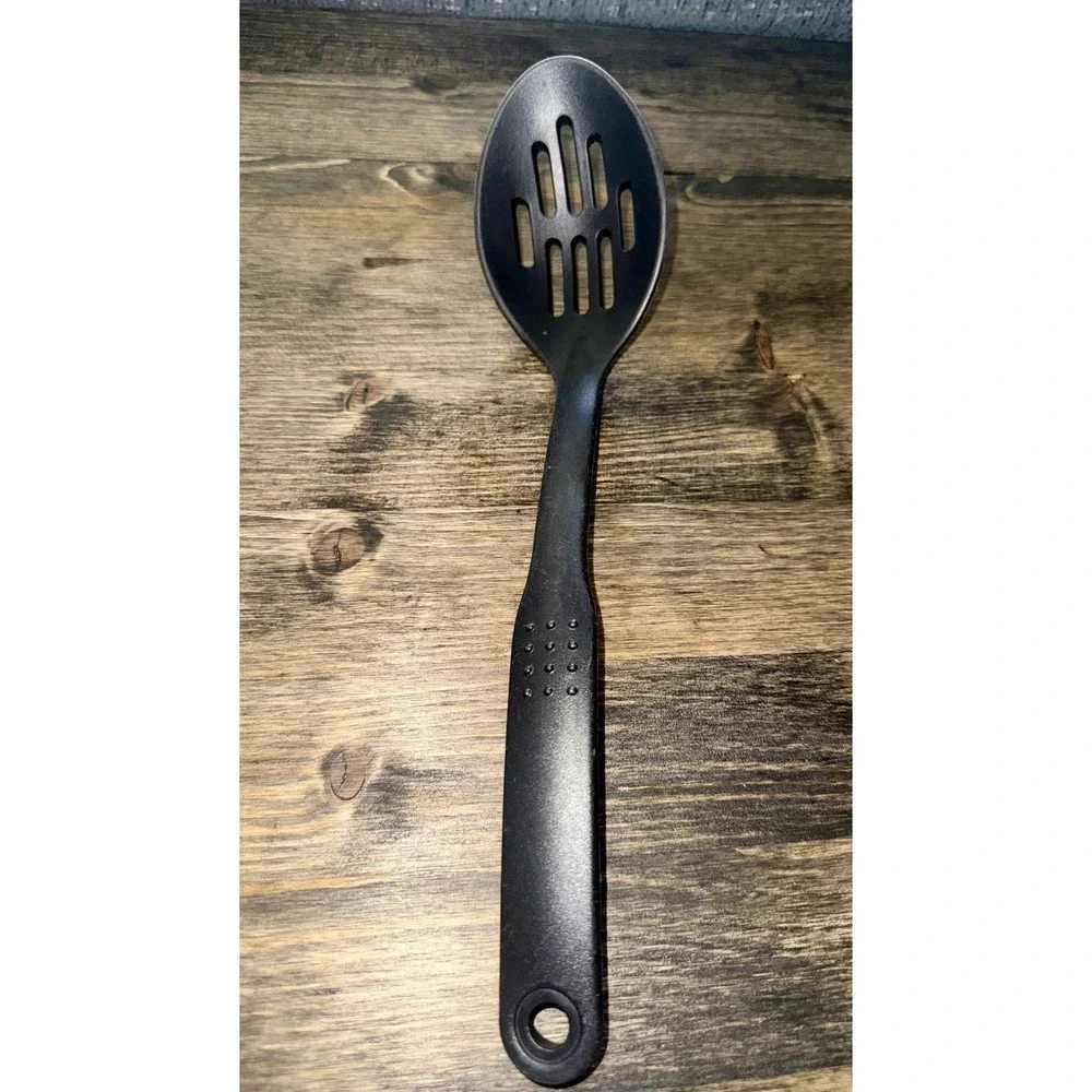 Slotted Serving Spoon Kitchen Utensil Black Heat Resistant Excellent